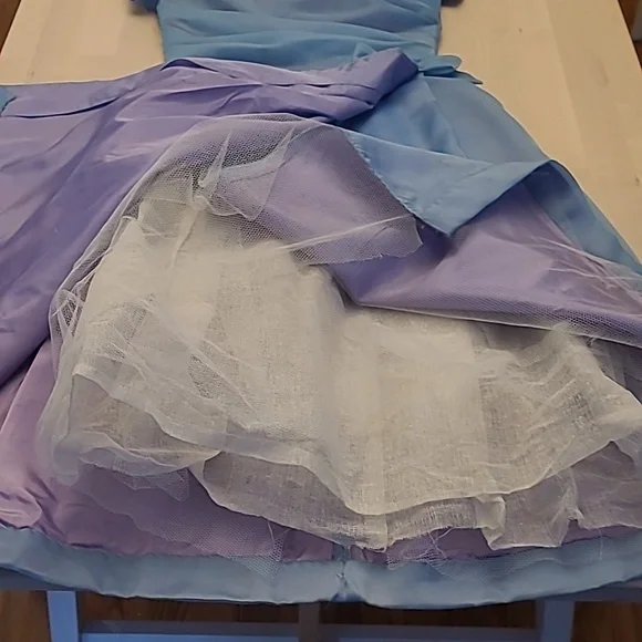 VTG 1950s Handmade Fit n' Flare Layered Blue Short Sleeved Cocktail Dress - Picture 5 of 17